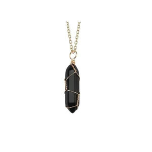 New Hand Wound Hexagon Natural Crystal Black Pendant
